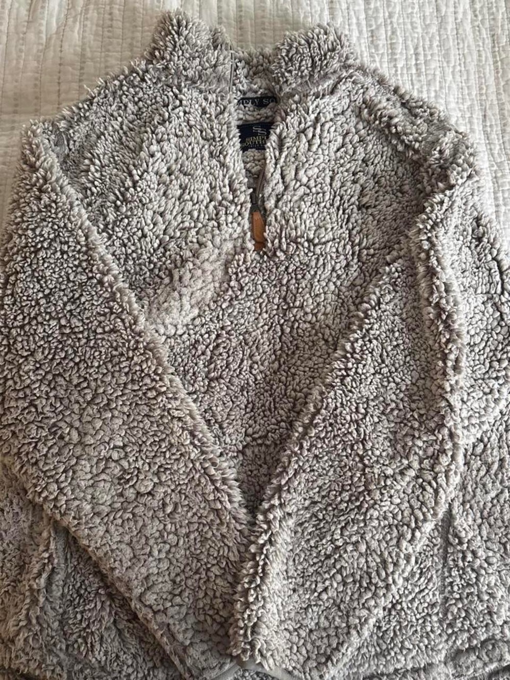 Souther Shirt Co Sherpa quarter zip - Light grey